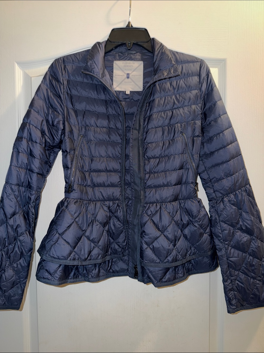 Elizabeth Robert’s Lightweight Navy Quilted Peplum Jacket - Women